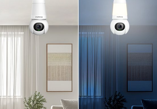 Câmera com lâmpada embutida