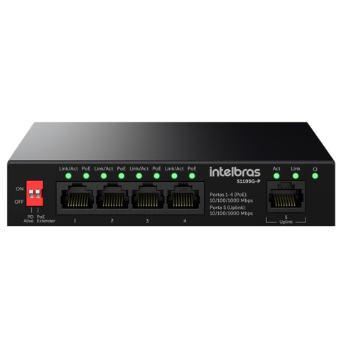 SWITCH NÃO GERENCIAVEL 5 PORTAS GIGA ETHERNET S1105G-P - INTELBRAS