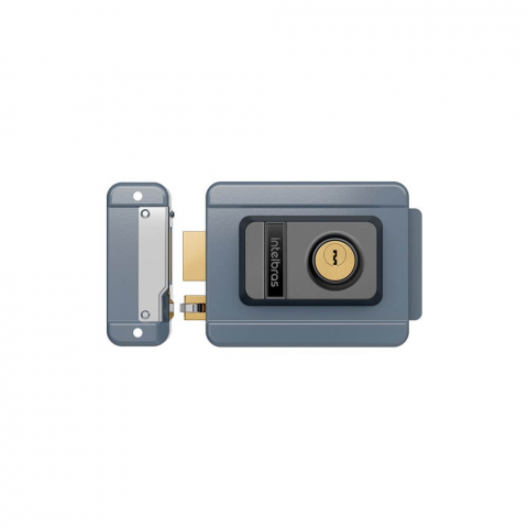 Fechadura Elétrica de sobrepor FX 1500 Cilindro Fixo e Duplo CINZA - INTELBRAS