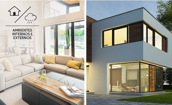 Para ambientes internos, semiabertos e externos