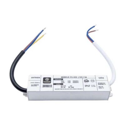 FONTE 12V 3A BLINDADA FS-433 LINHA GOLD A PROVA DE ÁGUA