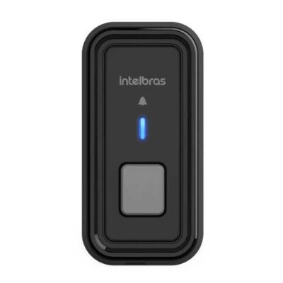 Campainha sem fio preta Intelbras CIB 101S instalada na parede